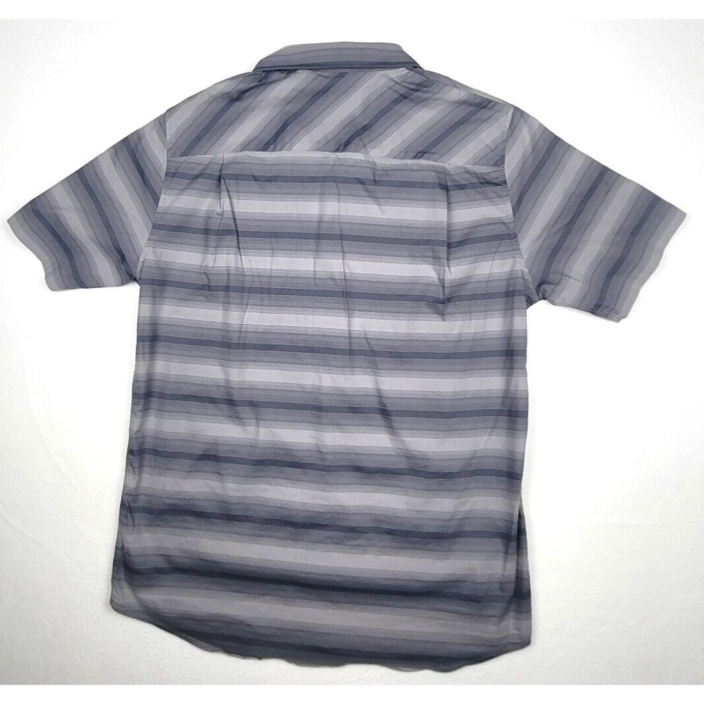 Travis Mathew Men's Gray Black Striped Golf Shirt Sz L - Performance Button-Up - Picture 4 of 9